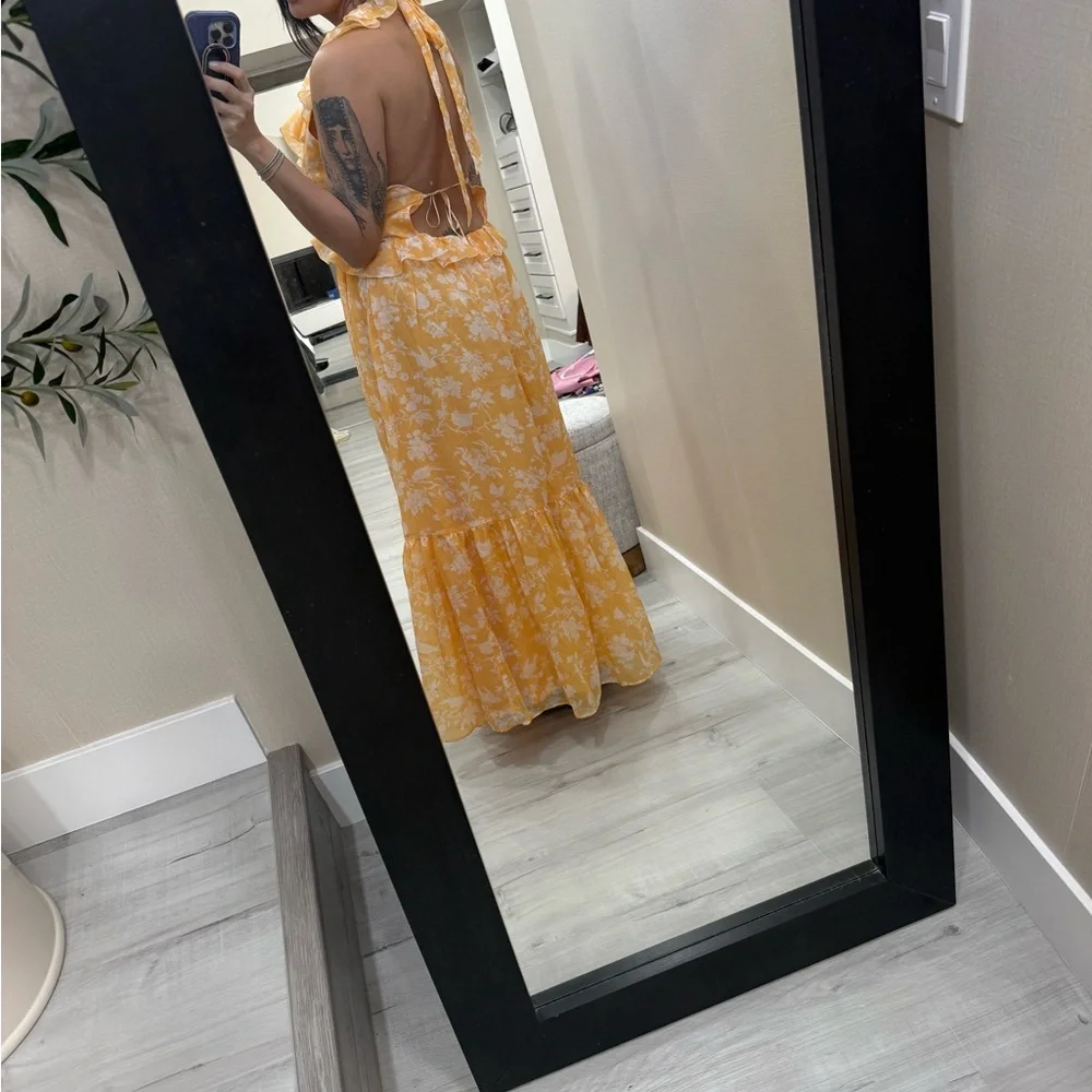 Abercrombie & Fitch Drama Ruffle Maxi Dress sz L GUC